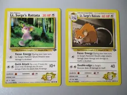 Lt Surges Rattata 85/132 & Raticate 53/132 Gym Challenge 2 Pokemon Card WOTC - Image 1