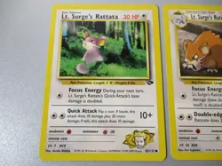Lt Surges Rattata 85/132 & Raticate 53/132 Gym Challenge 2 Pokemon Card WOTC - Image 2
