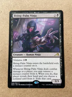 BITING PALM NINJA MTG Magic Cards NM-M KAMIGAWA NEON DYNASTY RARE - Image 1