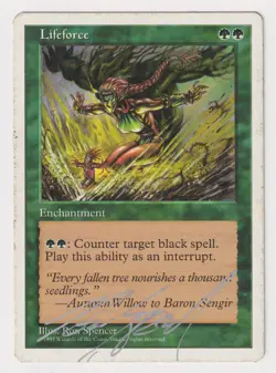 Silver Signed Lifeforce HP 5th Edition Artist Ron Spencer 1997 MTG Magic Vintage - Image 1