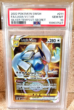 2022 Pokemon SWSH FA/LUGIA VSTAR Silver Tempest secret #211 PSA 10 - Image 1