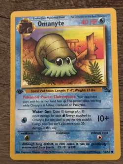 Pokemon TCG Omanyte Fossil 1st Edition 52/62 Wizards of the Coast 1999 - Image 3