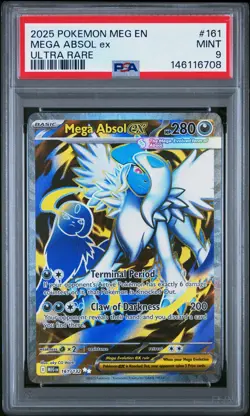 2025 POKEMON MEG EN-MEGA EVOLUTION ULTRA RARE #161 MEGA ABSOL EX PSA 9 - Image 1