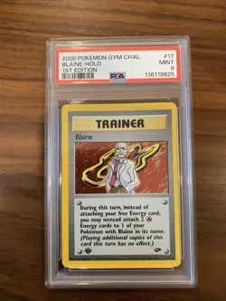 Pokemon PSA 9 Mint 1st Ed. Gym Challenge Holo Blaine 17/132 - Image 1
