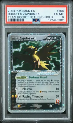 2004 POKEMON EX TEAM ROCKET RETURNS #106 ROCKET'S ZAPDOS EX-HOLO PSA 6 - Image 1