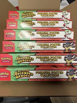 Pokemon TCG Ascended Heroes PREMIUM POSTER COLLECTION x6 FULL CASE IN HAND - Image 1