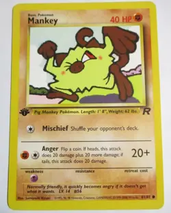 Mankey 61/82 1st Edition Team Rocket Common Pokemon Card WOTC - Image 1