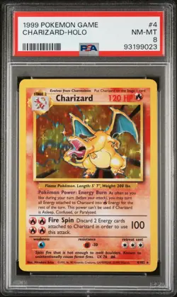 PSA 8 Charizard 1999 Base Set Holo Rare Pokemon Card #4 NM-MT Clean Look - Image 1