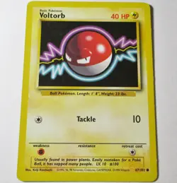 Voltorb 67/102 Base Set Unlimited Common Pokemon Card WOTC LP - Image 1