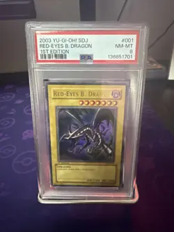 2003 Yu-Gi-Oh SDE Red Eyes Black Dragon 1st Edition PSA 8 - Image 1