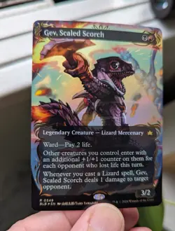 1x Gev Scaled Scorch Borderless Raised Foil NM - Bloomburrow Chase Magic MTG x1 - Image 1