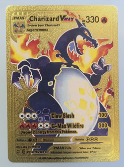 Pokemon Charizard VMAX 330hp Gigantamax Gold Foil Fan Art Collector Card TCG - Image 1