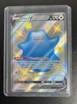 Pokemon TCG Ditto v SV118/SV122 Shiny Holo Rare Card Shining Fates NM - Image 1