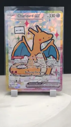 Pokemon Cracked Ice Holo Rainbow Boarder Cute Anime Charizard EX Card - Image 1