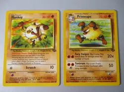 Mankey 55/64 Primeape 43/64 Jungle 2 Pokemon Card x2 WOTC - Image 1