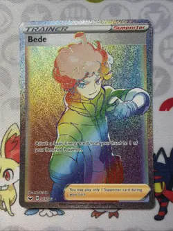 Bede 207/202 Sword & Shield NM Full Art Secret Rainbow Rare Pokemon Card - Image 1