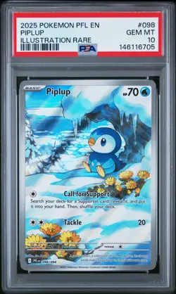 2025 POKEMON PFL EN-PHANTASMAL FLAMES ILLUSTRATION RARE #098 PIPLUP PSA 10 - Image 1
