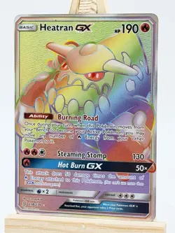 Heatran GX 238/236 NM- Rainbow Secret Rare Holo- Unified Minds- Pokemon Card - Image 1