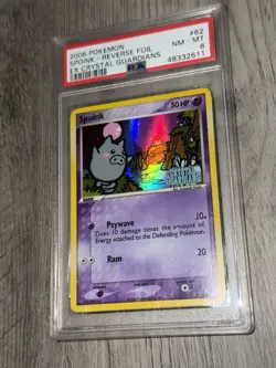 PSA 8 Spoink Reverse Holo #62 2006 Pokemon Ex Crystal Guardians - Image 1