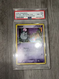 PSA 8 Spoink Reverse Holo #62 2006 Pokemon Ex Crystal Guardians - Image 2