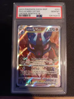 Lucario VSTAR 2019 Pokemon Sword & Shield Crown Zenith Promo SWSH291 PSA 10 - Image 1