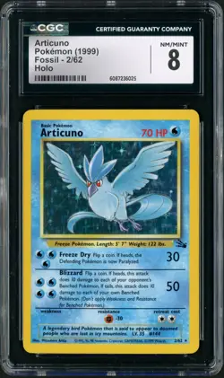 1999 Pokemon Fossil Unlimited Articuno Holo Rare 2/62 CGC 8.5 - Image 1