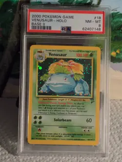 VENUSAUR HOLOFOIL #18 PSA 8 NM/MT 2000 POKEMON CAME BASE ll - Image 1