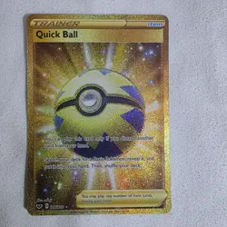 Quick Ball 216/202 Pokemon Sword & Shield Base Set Gold Holo Secret Rare NM - Image 1