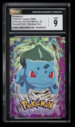 1999 Topps The First Movie 2nd Print Bulbasaur CGC 9 English #E1 Rainbow Foil - Image 1
