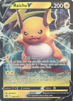 Pokemon TCG - Holofoil Raichu V Ultra Rare 045/172 NM SWSH09 - Image 1