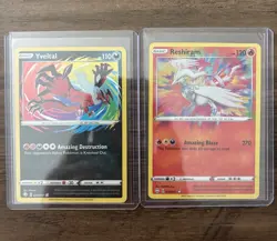 Pokemon Shining Fates Amazing Rare Yveltal 046/072 & Reshiram 017/072 Lot - Image 1