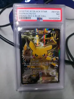 2016 POKEMON XY BLACK STAR PROMO RED & BLUE COLL FULL ART/PIKACHU EX PSA 7 - Image 1