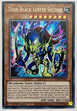 BLCR-EN065 Toon Black Luster Soldier - Secret Rare 1st Edition Near Mint YuGiOh - Image 1