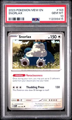Snorlax - 143/165 - Scarlet & Violet 151 - PSA 10 - Pokemon TCG - Image 1
