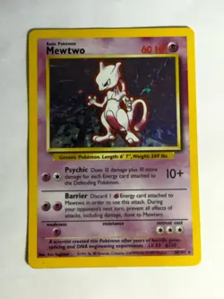 1999 Pokemon Mewtwo 10/102 Base Set Holo Rare Vintage WOTC Card - Image 1