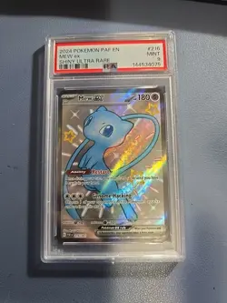 Pokemon Mew EX TCG Paldean Fates Holo Shiny Ultra Rare Card 216/091 PSA 9 Mint - Image 1