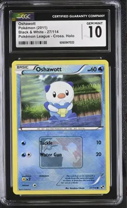 Oshawott Pokemon 2011 Black & White - 27/114 Pokemon League - Cross. Holo CGC 10 - Image 1
