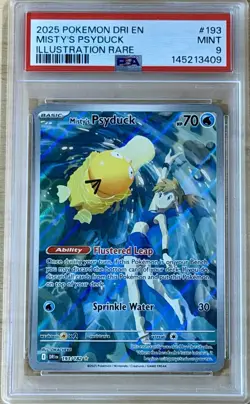 2025 Pokemon Destined Rivals Misty’s Psyduck Illustration Rare 193/182 PSA 9 MT - Image 1