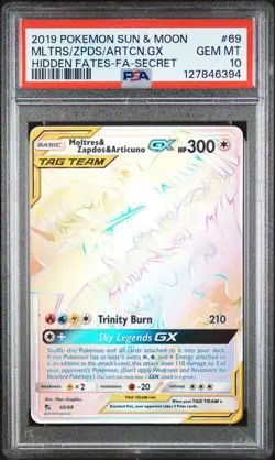 Pokemon Hidden Fates Moltres & Zapdos & Articuno GX 69 PSA 10 - Image 1
