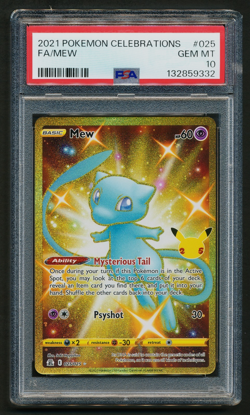 Mew 025/025 Full Art Gold Holo Pokemon 2021 Celebrations PSA 10 GEM MINT - Image 1