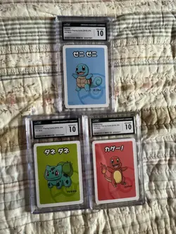 Pokemon Old Maid Starter Set Bulbasaur, Charmander, Squirtle CGC 10 - Image 1