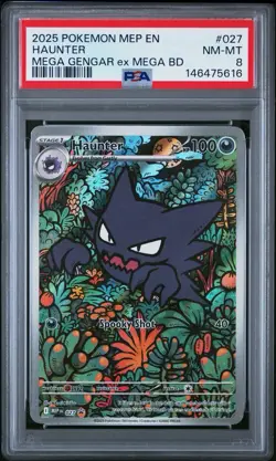 2025 POKEMON MEP EN-ME BLACK STAR PROMO #027 HAUNTER PSA 8 - Image 1
