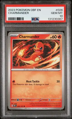 PSA GEM MT 10 - 2023 POKEMON OBF EN-OBSIDIAN FLAMES 026 CHARMANDER LOW POP - Image 1