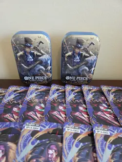 NEW SEALED One Piece OP13 & OP14 Bundle 12 Booster Packs (OP14) & 2 Tins (OP13) - Image 3