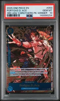 2025 ONE PIECE 3RD ANV TOURNAMENT 3 BROTHERS PACK WINNER PORTGAS D. ACE PSA 10 - Image 1