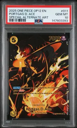 2025 ONE PIECE LEGACY OF THE MASTER SPECIAL ALTERNATE ART PORTGAS D. ACE PSA 10 - Image 1