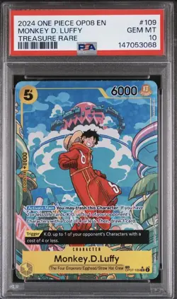 Monkey D. Luffy OP07-109 PSA 10 Treasure Rare One Piece OP08 Two Legends New - Image 1