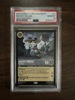 2023 Disney Lorcana - Mickey Mouse Musketeer PSA 10 GEN CON 11/P1 Promo - Image 1