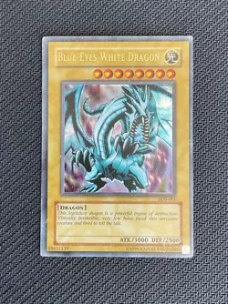 2002 Blue-Eyes White Dragon Ultra Rare Holo Yugioh LOB-001 MP - Image 2