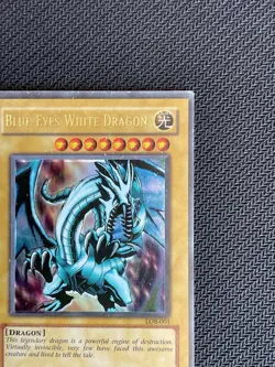 2002 Blue-Eyes White Dragon Ultra Rare Holo Yugioh LOB-001 MP - Image 4